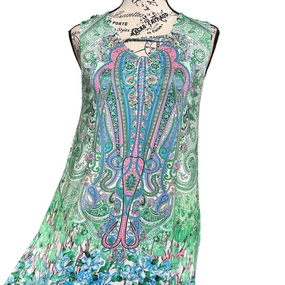 Elegant Green and Blue Maxi Dress